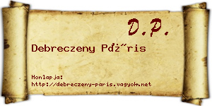 Debreczeny Páris névjegykártya